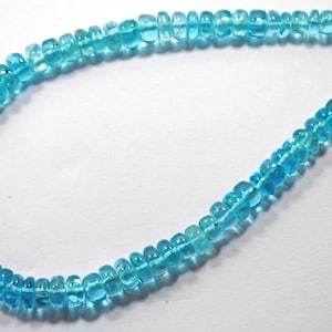 Sky Blue Apatite Gemstone Beads: Smooth Roundels, 8 Inch Strand