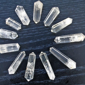 AAA Clear Quartz Crystal Beads: Faceted Double Point Pencils (5 Pieces)