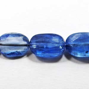 Cuentas de cianita azul facetadas: ovaladas, calidad AAA, tira de 20 cm