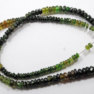 AAA Natural Shaded Green Chrome Diopside Gemstone Beads Faceted Roundel Shape Size 3-5 MM 13 Inch Strand Green Chrome Beads For Jewelry Bead