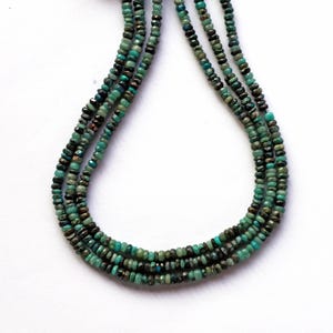 Natural Chrysocolla Gemstone Beads: Faceted Roundel, 3.5-4mm, 13 Inch Strand