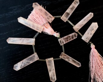 ONE Rose Quartz Graduated Slice Stick Size Approx 20-45mm 15.5 Strand