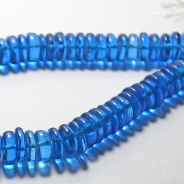 AAA Natural Blue Clear Quartz, Coated Gemstone, Wheel (Tyre) Smooth Beads, 9 MM, 8 Inch strand, Briolettes Beaded, Handmade Jewelry beads