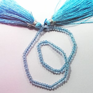 AAA Natürliche Himmel Blau Topas Mikro facettierte Rondelle Form 9 Zoll Strang Blau Topas Perlen Größe 3 MM Edelstein Perlen Für handgemachte Schmuck Perlen