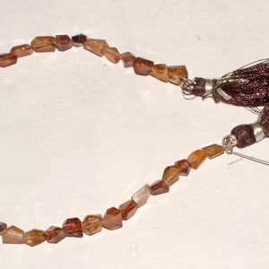 Natural Brown Zircon Gemstone Beads: Faceted Nuggets, 8 Inch Strand