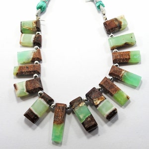 AAA Natural Bio Chrysoprase Gemstone Beads Faceted Slice Shape Green Chrysoprase Size 13x7-23x8 MM 6 Inch Strand For Handmade Jewelry Beads