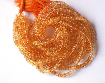 Natural Citrine Gemstone Beads: Faceted Roundel, 13 Inch Strand