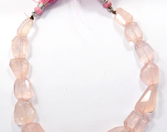 AAA Faceted Rose Quartz Nugget Strand: Pink Gemstone Beads, 8 Inch