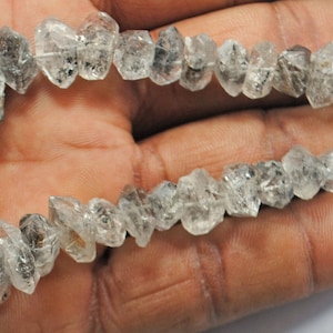 AAA Natural Raw Herkimer Diamond Quartz Gemstone Beads Mineral Crystal 8 Inch Strand Size 8-15 MM Herkimer Quartz Rough For Handmade Jewelry
