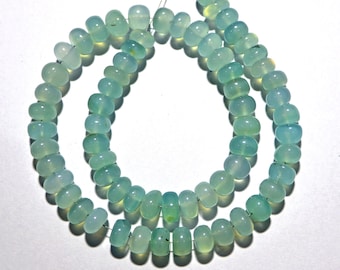 AAA Aqua Chalcedony Gemstone Beads: Smooth Roundel, 8 Inch Strand