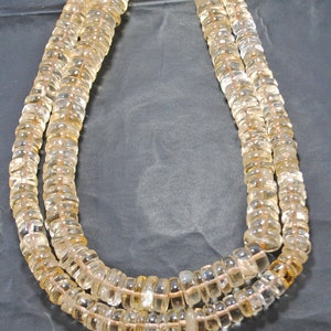 AAA Natural Citrine Gemstone Beads: Smooth Wheel Shape, 13 Inch Strand