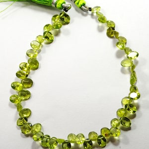 AAA Quality, Natural Green Peridot, Gemstone Beads, Faceted oval, 6x4-7x5 MM, 8 Inch 50 Pieces strand, Briolettes Peridot, Handmade Jewelry
