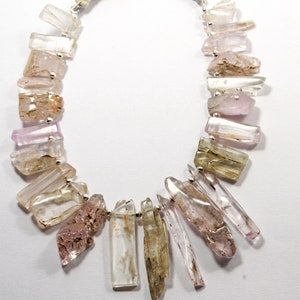 Raw Kunzite Gemstone Beads: AAA Rough Slices, 6 Inch Strand