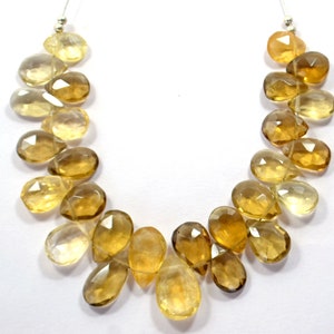 AAA Natural Yellow Ametrine Gemstone Beads Faceted Pear Shape Ametrine Beads Size 8x6-14x9 MM 26 Pcs Strand For Handmade Jewelry Making Bead