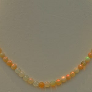 Ethiopian Opal Necklace: AAA Grade, 925 Silver Bead, 5-6mm, 18 Inch