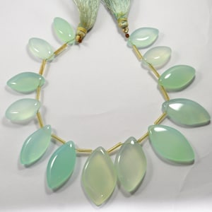 Natural Aqua Chalcedony Gemstone Beads: Smooth Marquise Strand
