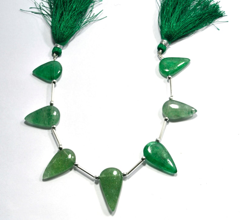 7 pieces Natural Green Aventurine Smooth gemstone green aventurine beads pear shape gemstone 25x14mm drilled pear gemstone size 18x10mm