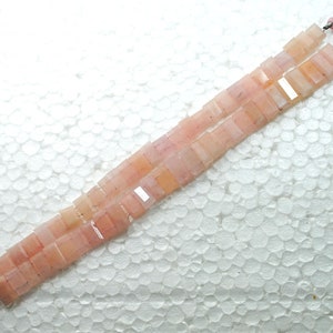 Natural Morganite Gemstone Beads: Faceted Rectangle, 8 Inch Strand