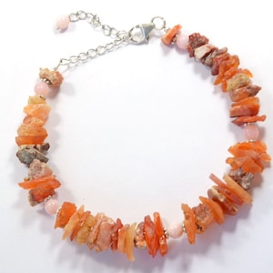 Raw Mexican Fire Opal 925 Silver Bracelet: Adjustable Orange Gemstone