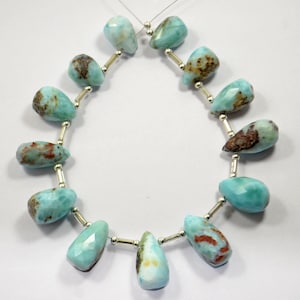AAA Natural Larimar Gemstone Beads Faceted Drops Shape Size 11x8-17x9 MM 8 Inch 12 Pcs Strand Larimar Briolettes For Handmade Jewelry Making