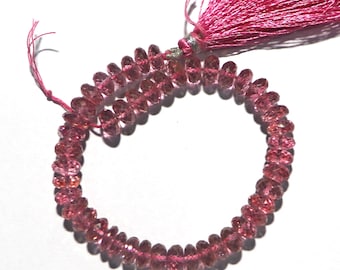 AAA Natural Pink Topaz Beads: Faceted Roundel Strand, 7mm