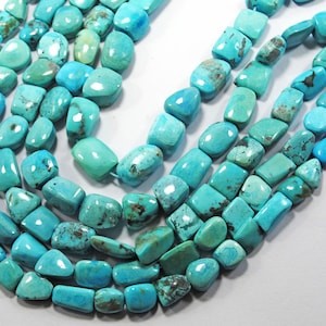 AAA Natural Turquoise Gemstone Beads Smooth Nuggets Shape 8 Inch Strand 8-15 MM Blue Turquoise Beads For Handmade Jewelry Making Beads