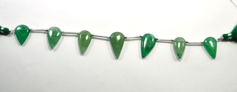 7 pieces Natural Green Aventurine Smooth gemstone green aventurine beads pear shape gemstone 25x14mm drilled pear gemstone size 18x10mm