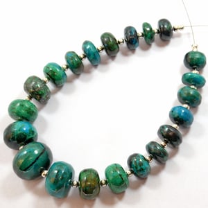 Natural Chrysocolla Gemstone Beads: Smooth Roundel Strand, 7-12mm