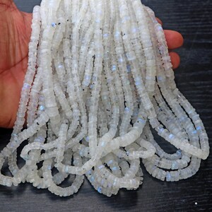 Rainbow Moonstone Gemstone Beads: Smooth Tyre Shape, 7mm Strand