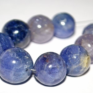 AAA Tanzanite Gemstone Beads: 10-12mm Smooth Round Strand