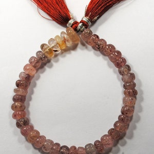 Natural Strawberry Quartz Gemstone Beads: Carved Roundel Strand (7-10mm)