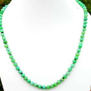 Chrysoprase Tanzanite Gemstone Necklace: 925 Sterling Silver, 3-6mm Roundel Beads