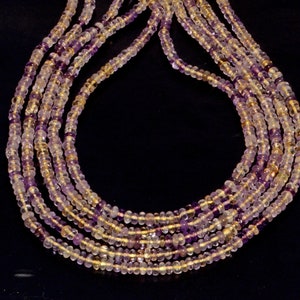 13 Inch Strand AAA Natural Ametrine Gemstone Beads Smooth Roundel Shape Size 3-3.5 MM Ametrine Beads For Handmade Jewelry Making Beads