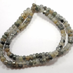 Faceted Black Rutile Quartz Beads: AAA Roundel Gemstone Strand (5-7mm, 16 Inch