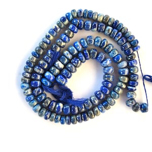 Perles de pierres précieuses de lapis-lazuli bleu naturel AAA en forme de cocarde lisse 10 pouces brin de perles de lapis bleu taille 8 mm pour la fabrication de bijoux faits main