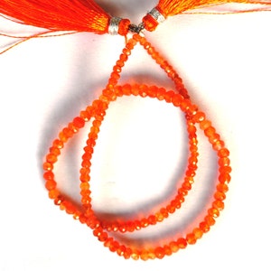 Faceted Carnelian Gemstone Beads: AAA Roundel Strand, 3-4mm