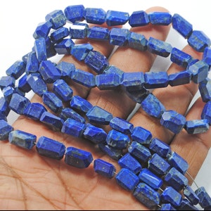 Faceted Lapis Lazuli Gemstone Beads: 7-11mm Nuggets, 16 Inch Strand