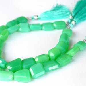 Faceted Chrysoprase Nugget Beads: AAA Natural Gemstone, 8 Inch Strand