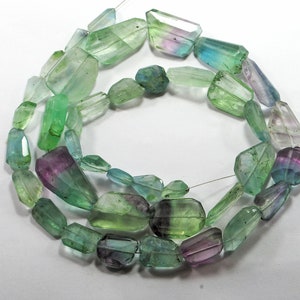 Faceted Multi Fluorite Gemstone Beads: Nugget Shape, 8 Inch Strand