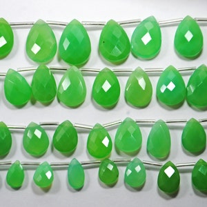AAA Natural Australia Chrysoprase Gemstone Beads Faceted Pear Shape 8 Inch Strand Green Chrysoprase Beads For Handmade Jewelry Making Beads