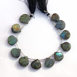 Natural Labradorite Heart Beads: AAA Smooth Gemstone Strand (16-18mm, 8 Inch)