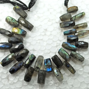 Faceted Labradorite Bugle Beads: AAA Grade, 8 Inch Strand