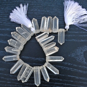 Faceted Clear Quartz Gemstone Beads: Terminated Point Shape, 10 Pcs