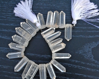 Perles de pierres précieuses en quartz transparent à facettes : forme de pointe, 10 pièces pour la fabrication de bijoux faits main