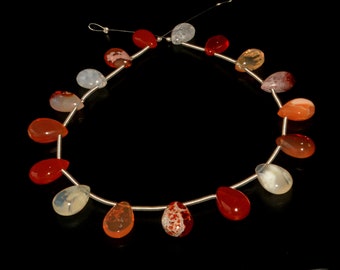 Beautiful Natural Mexican Fire Opal, Gemstone Beads, Smooth Pear, 12x8-14x9 MM, 10 Inch strand, Briolettes Opal, Handmade Jewelry beads