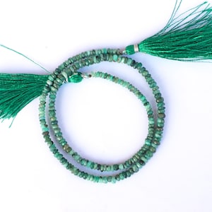 Natural Green Emerald Gemstone Beads: Faceted Roundel Strand, 16 Inch