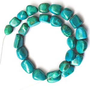 AAA クリソコラ ジェムストーン ビーズ: 滑らかなブルー ナゲット、7 ～ 10 mm ストランド