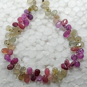 AAA Natural Multi Sapphire Gemstone Beads Smooth Pear Shape Size 7x5-8x6 MM 8 Inch Strand Sapphire Briolettes For Handmade Jewelry Making