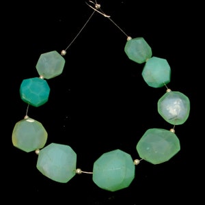 AAA Natural Chrysoprase Gemstone Beads Faceted Nuggets Shape Size 10x8-16x14MM 9 Pcs Strand Green Chrysoprase Beads For Handmade Jewelry