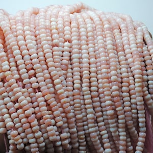 AAA Natural Pink Opal Beads: 4mm Smooth Roundels, 13 Inch Strand